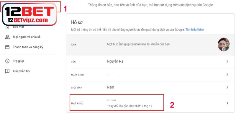 Hướng dẫn chi tiết cách đổi mật khẩu 12BET